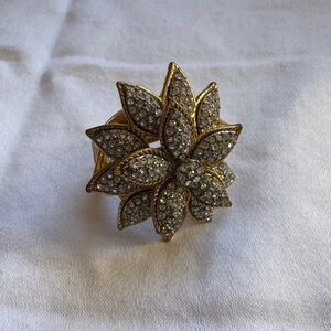 Gold and Silver Floral Statement Ring